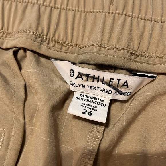 New-Athleta-26-(tan)windowpane silt taupe-ribbed,Brooklyn textured jogger/pants. - Picture 10 of 16
